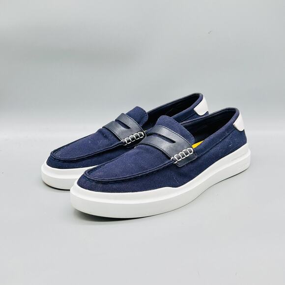 Cole Haan Shoes Mens 8.5 Blue Canvas Grand Penny Loafers Casual Comfort Walking main image 11